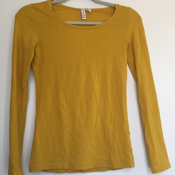 mustard yellow long sleeve top